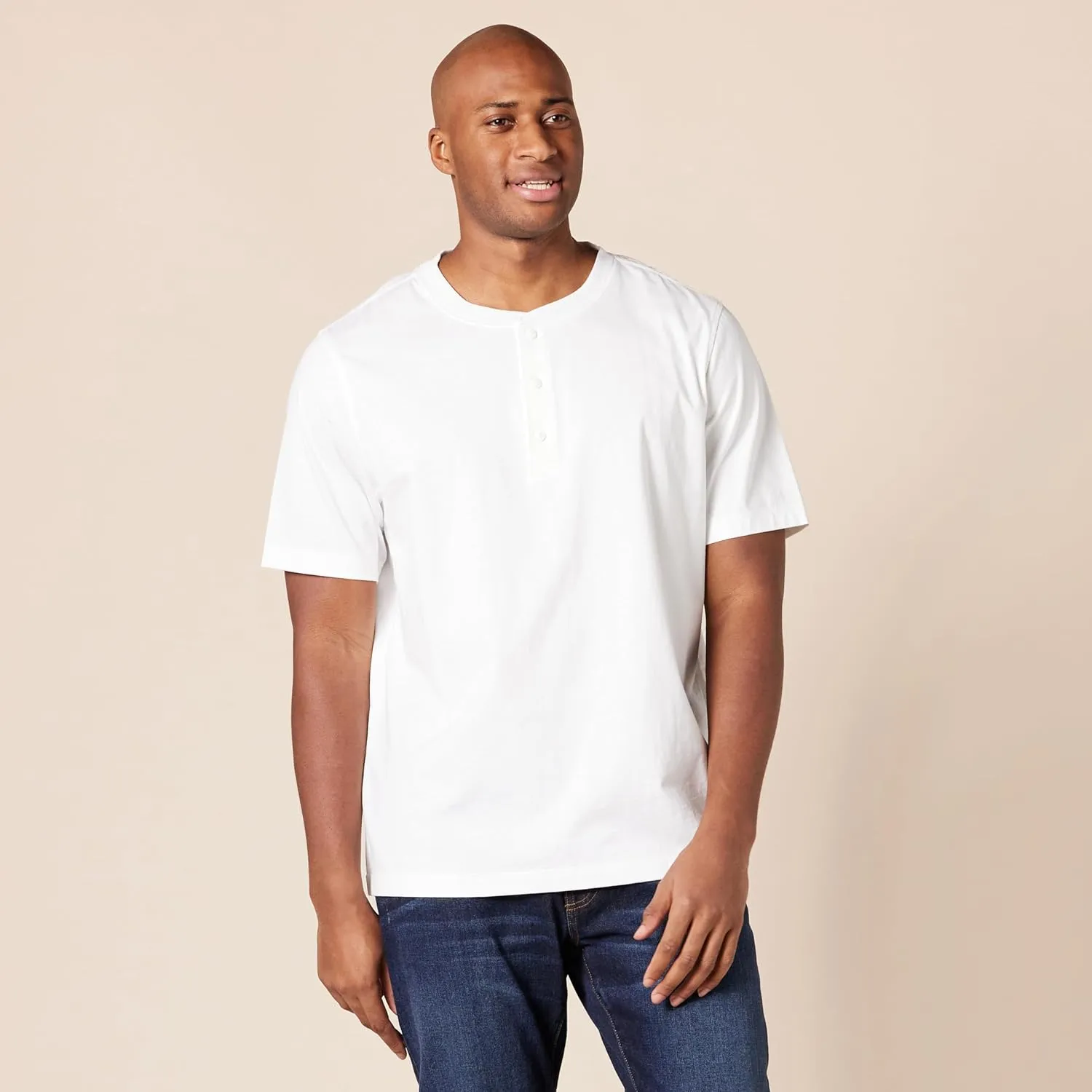Amazon Essentials Men's Regular-Fit Short-Sleeve Cotton Henley T-Shirt, Pack of 2