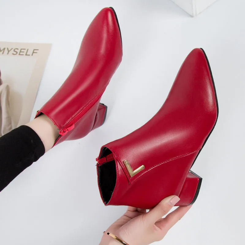 Casual Suede Ankle Boots with Zipper and Heel for Women | Ideal for Autumn/Winter