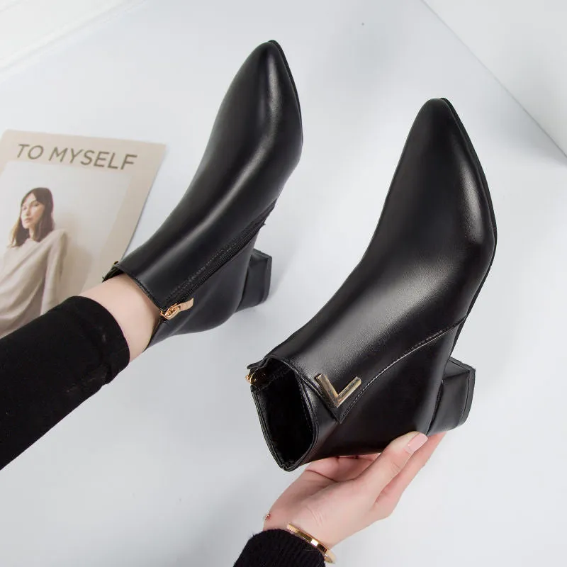 Casual Suede Ankle Boots with Zipper and Heel for Women | Ideal for Autumn/Winter
