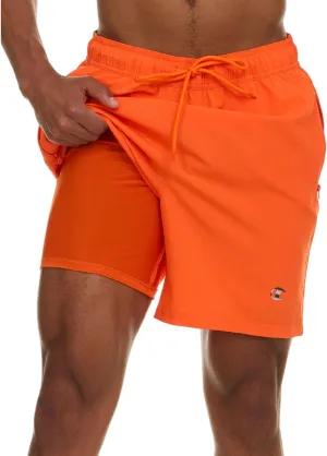 Champion Mens Swim Trunks with Compression Liner, 2 in 1 Mens Bathing Suit Shorts, 7 Inch Inseam Board Shorts for Swimming