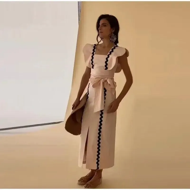 Elegant Bow Belt Party Dress