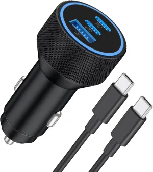 for iPhone 15/16 Pro Max Car Charger, 67W 3-Port Fast USB C Car Charger Power Cigarette Lighter Adapter with 3FT USB C to C Cable for iPhone 15/16/Pro Max/Plus/16e, iPad Pro/Air/Mini
