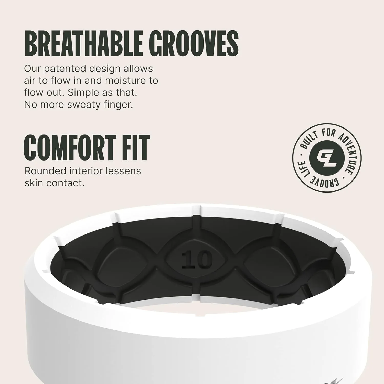 Groove Life Zeus Silicone Ring - Breathable Rubber Wedding Rings for Men, Unique Design, Comfort Fit Ring