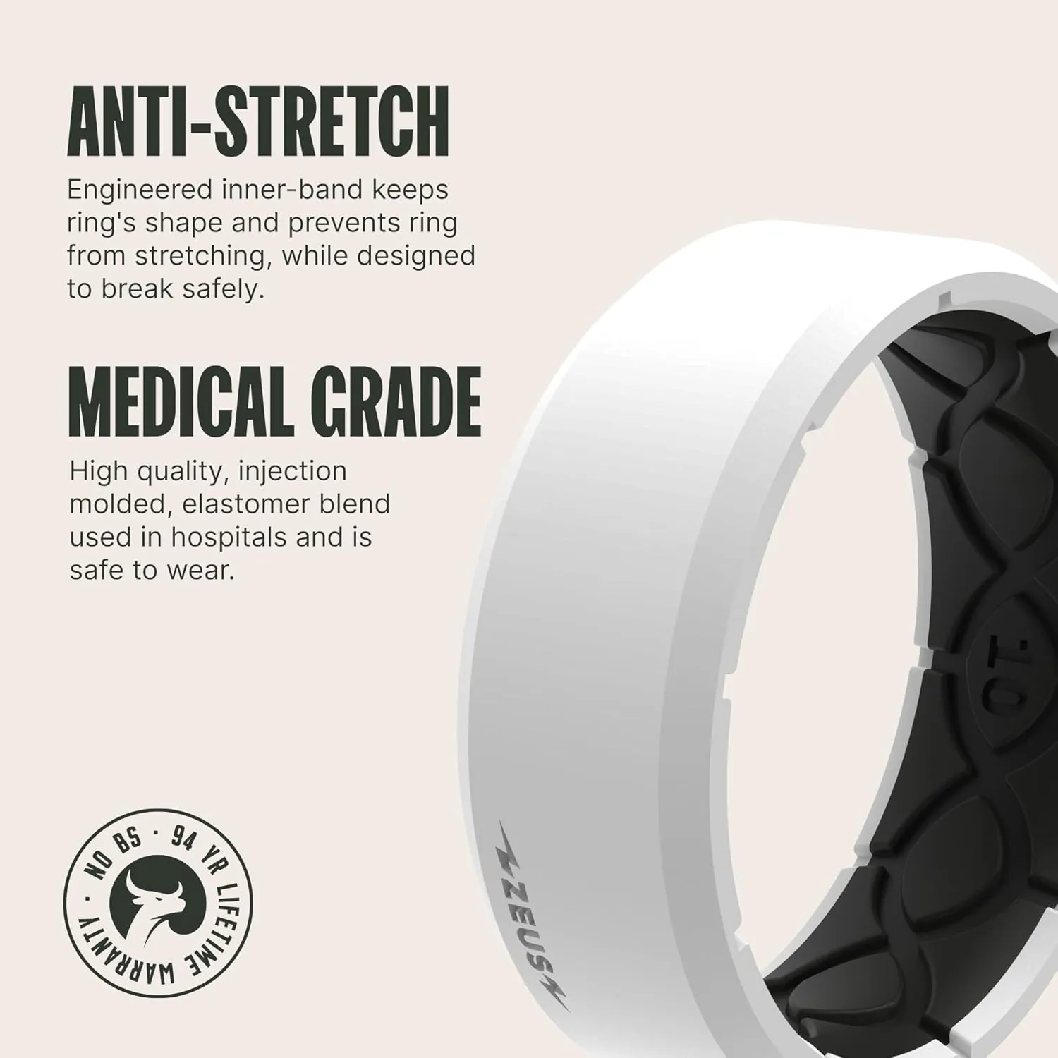 Groove Life Zeus Silicone Ring - Breathable Rubber Wedding Rings for Men, Unique Design, Comfort Fit Ring
