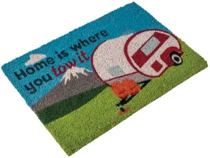 Heavy duty coir Home is where you tow it (caravan) mat