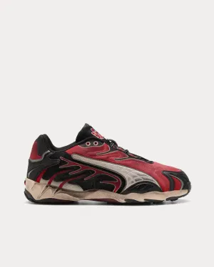 Inhale Distressed Canvas Puma Black / Pop Red Low Top Sneakers
