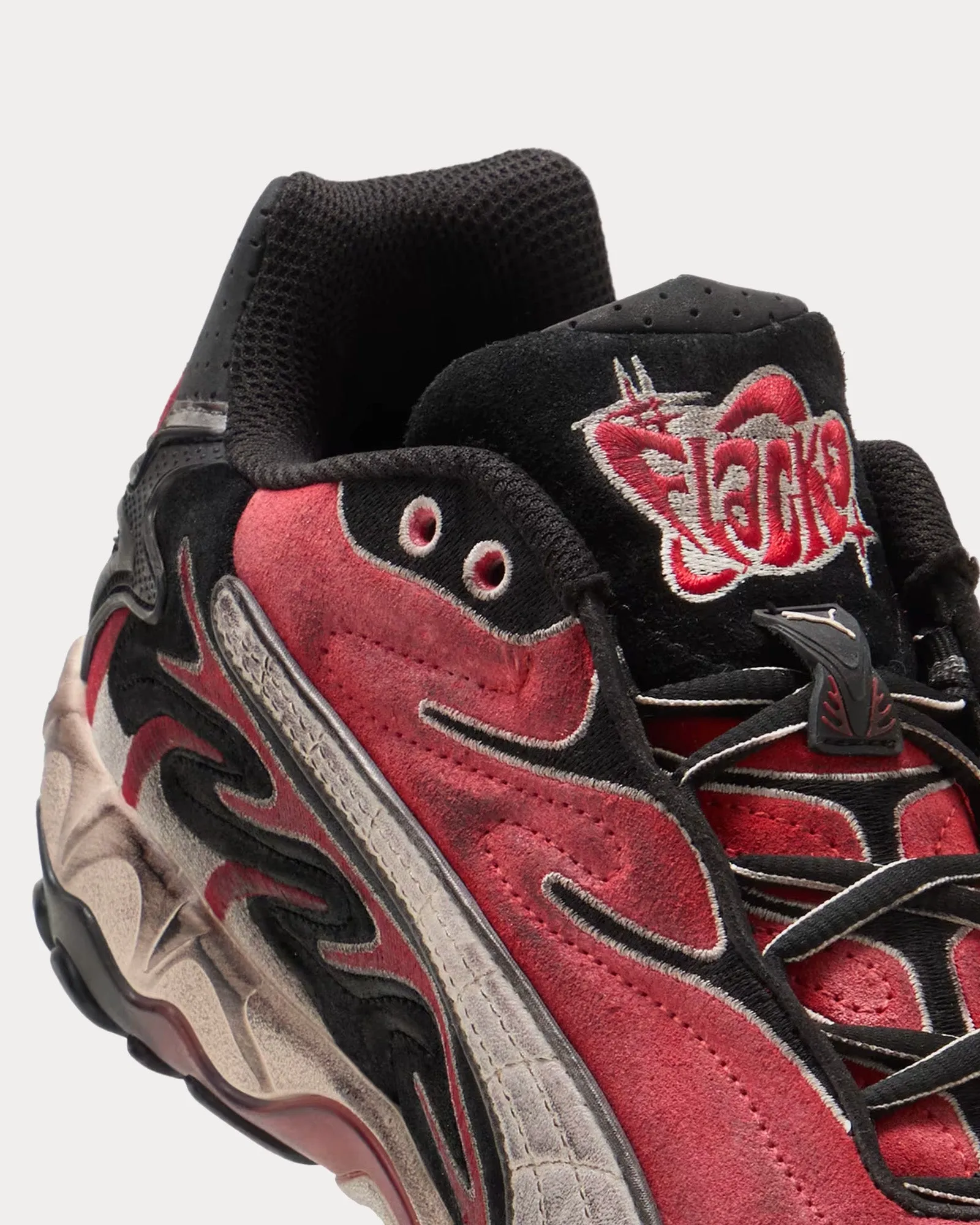 Inhale Distressed Canvas Puma Black / Pop Red Low Top Sneakers