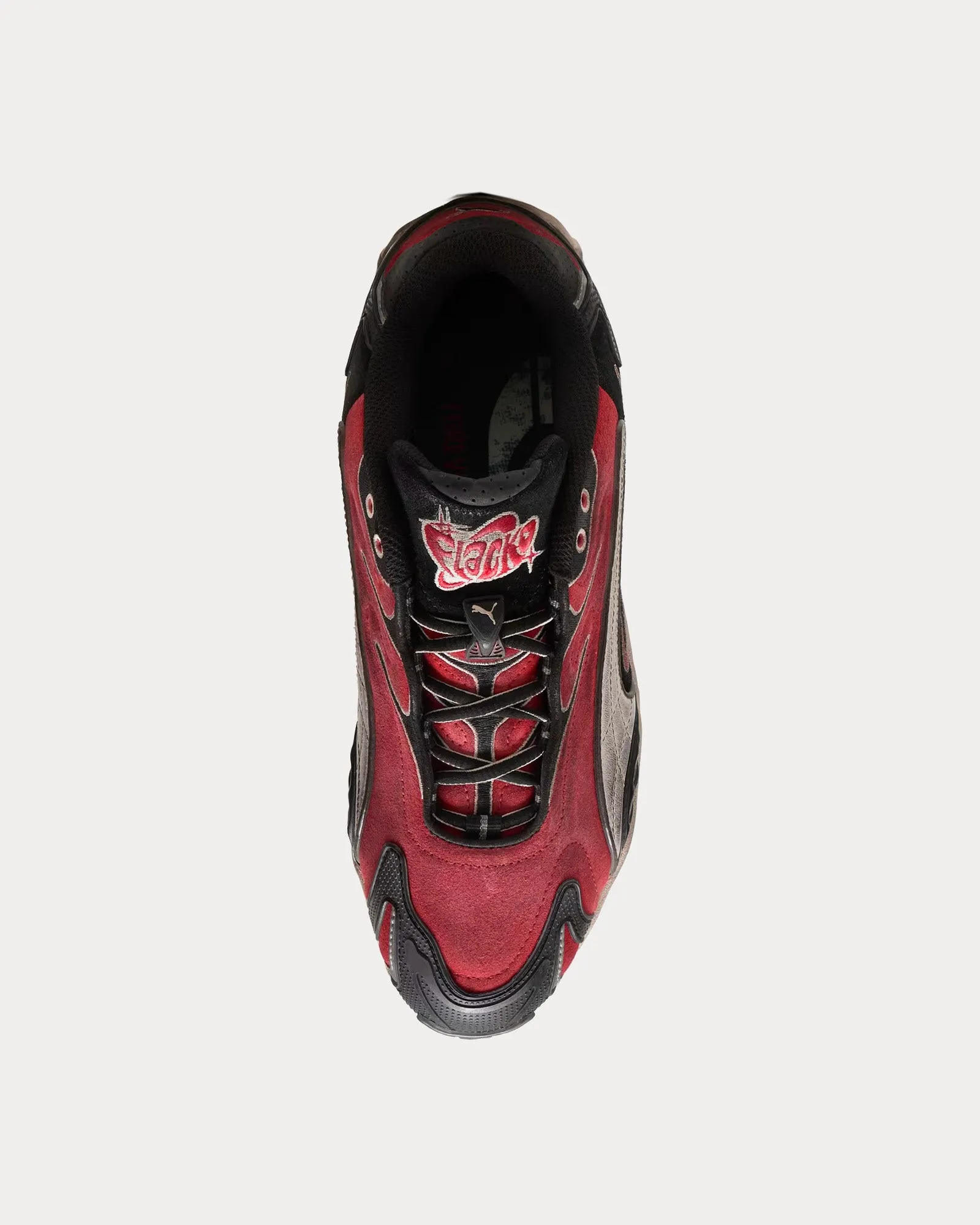 Inhale Distressed Canvas Puma Black / Pop Red Low Top Sneakers