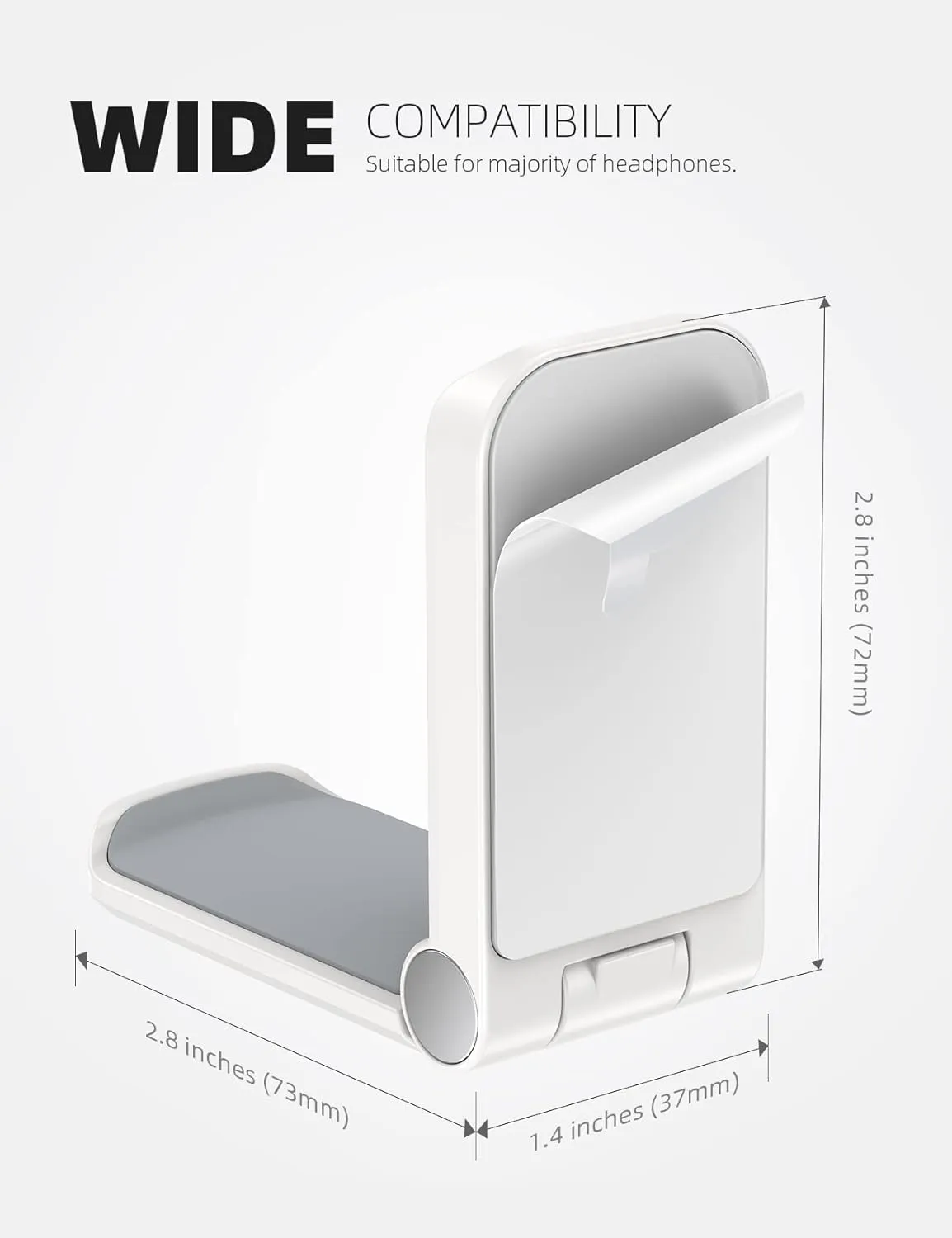Lamicall Headphone Stand, Sticky Headset Hanger - Adhesive Headphone Holder Hook Mount, Headset Stand Holder Clip Under Desk, Earphone Clamp for Airpods Max, HyperX, Sennheiser, White