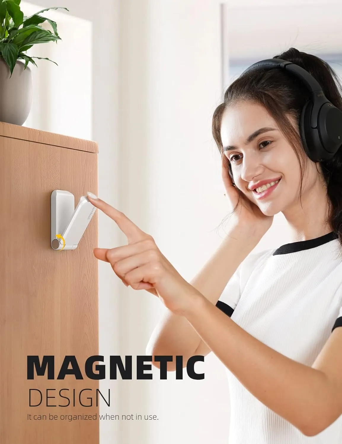 Lamicall Headphone Stand, Sticky Headset Hanger - Adhesive Headphone Holder Hook Mount, Headset Stand Holder Clip Under Desk, Earphone Clamp for Airpods Max, HyperX, Sennheiser, White