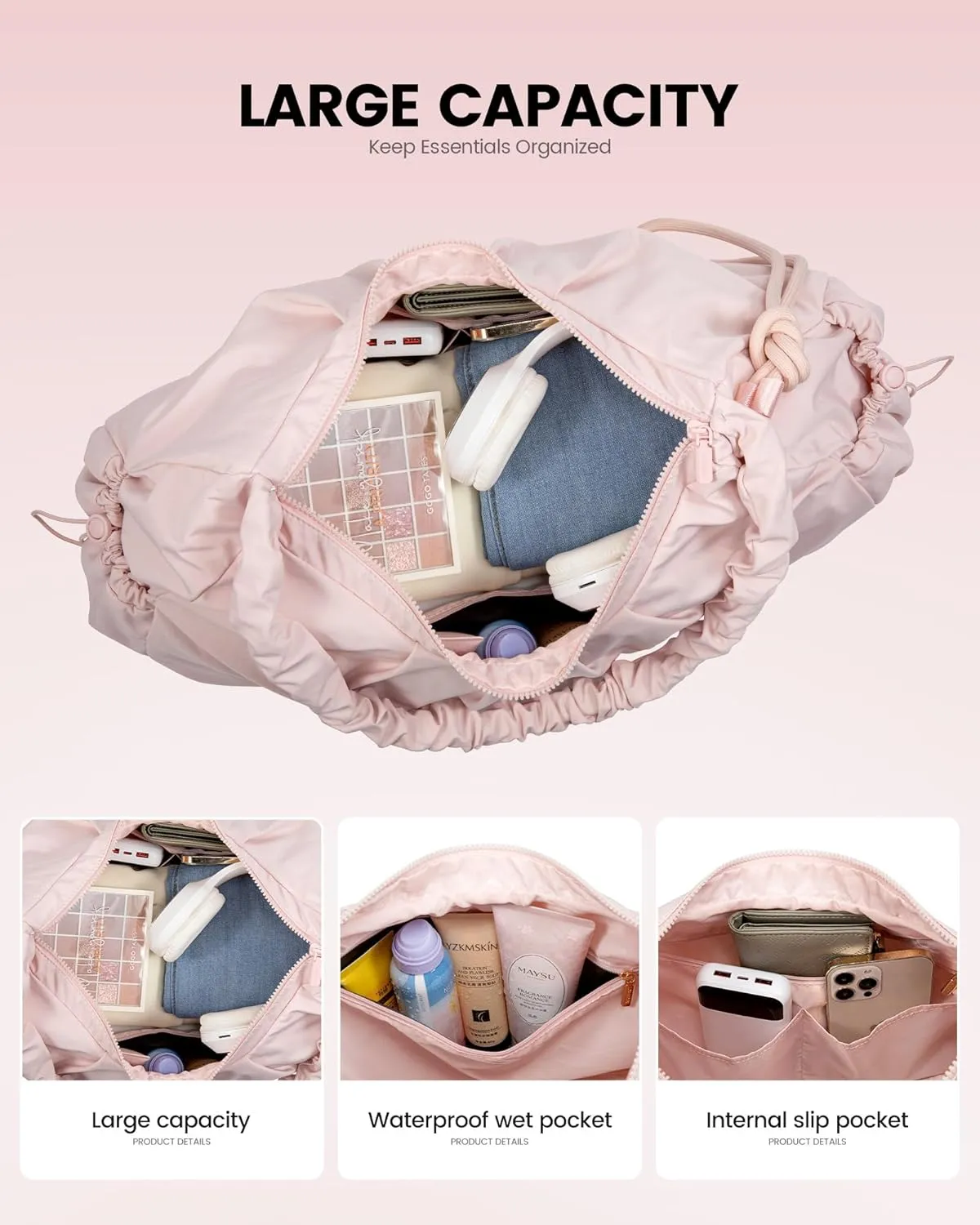 LOVEVOOK Gym Bag for Women, Sports Duffel Bag,Weekender Travel Bag with Wet Pocket, Water Resistant Sports Gym Tote Bags with Hidden Yoga Mat Holder