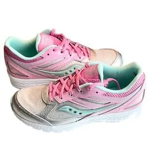 Saucony Cohesion 14 Girls Low Top Gray Pink Shoes Size 6 Youth