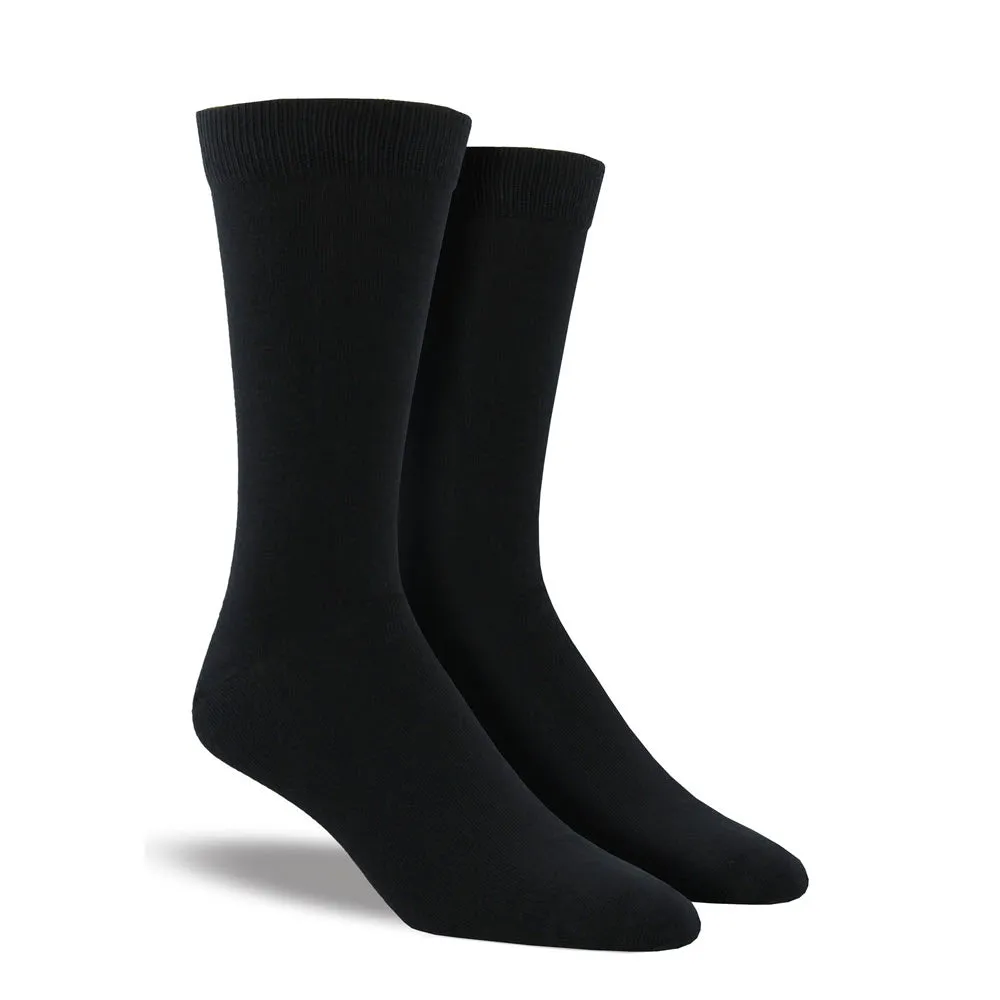 SOCKSMITH SOLID BAMBOO CREW SOCKS BLACK - MENS