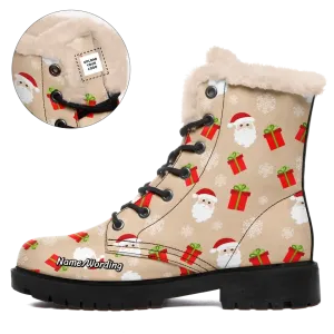 Unique Gift,Personalized Santa Claus Boots, Custom  Cozy Holiday Winter Boots, Fur Lining Boots for Women and Men