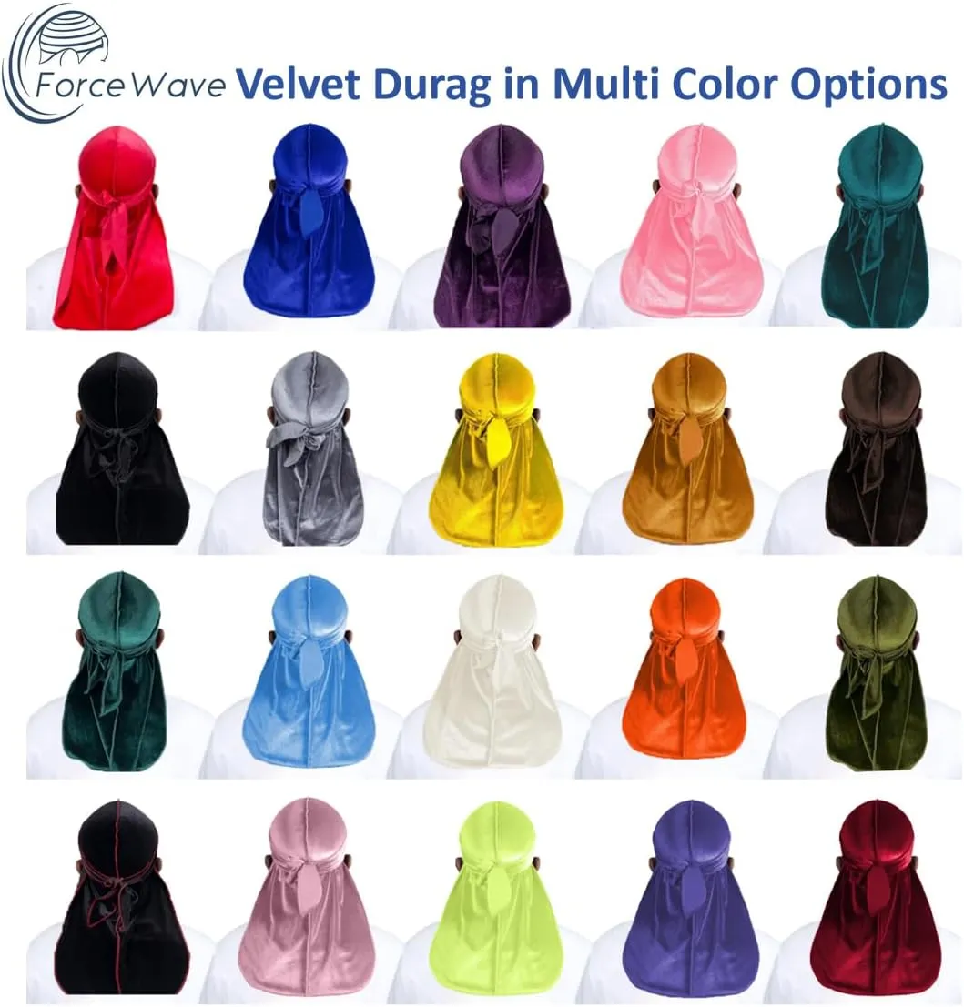 Velvet Durag for Men Wave Cap Velvet Dorag for Men Women 360 Wave