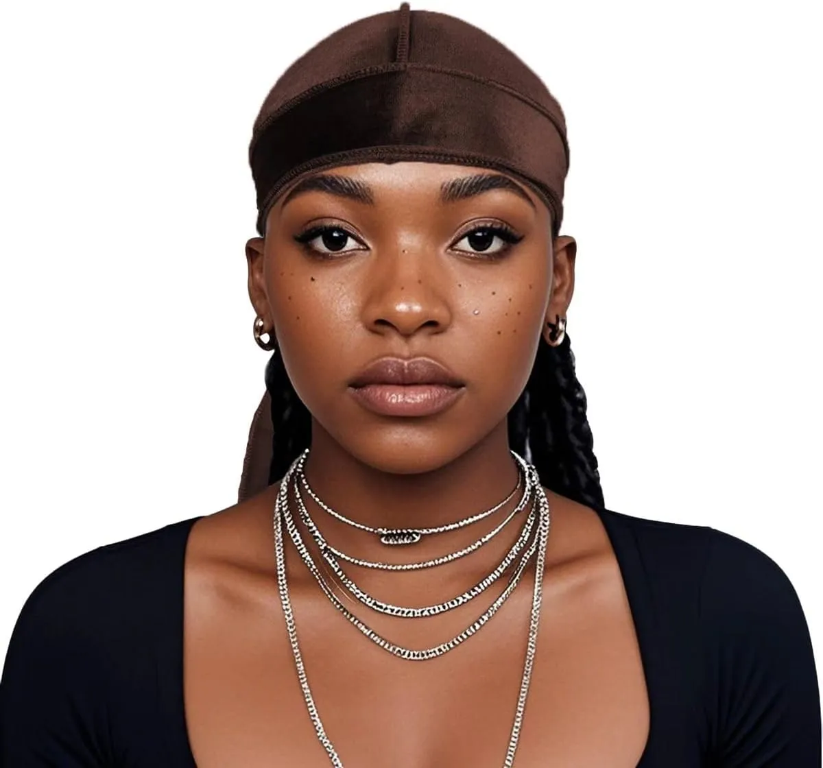 Velvet Durag for Men Wave Cap Velvet Dorag for Men Women 360 Wave