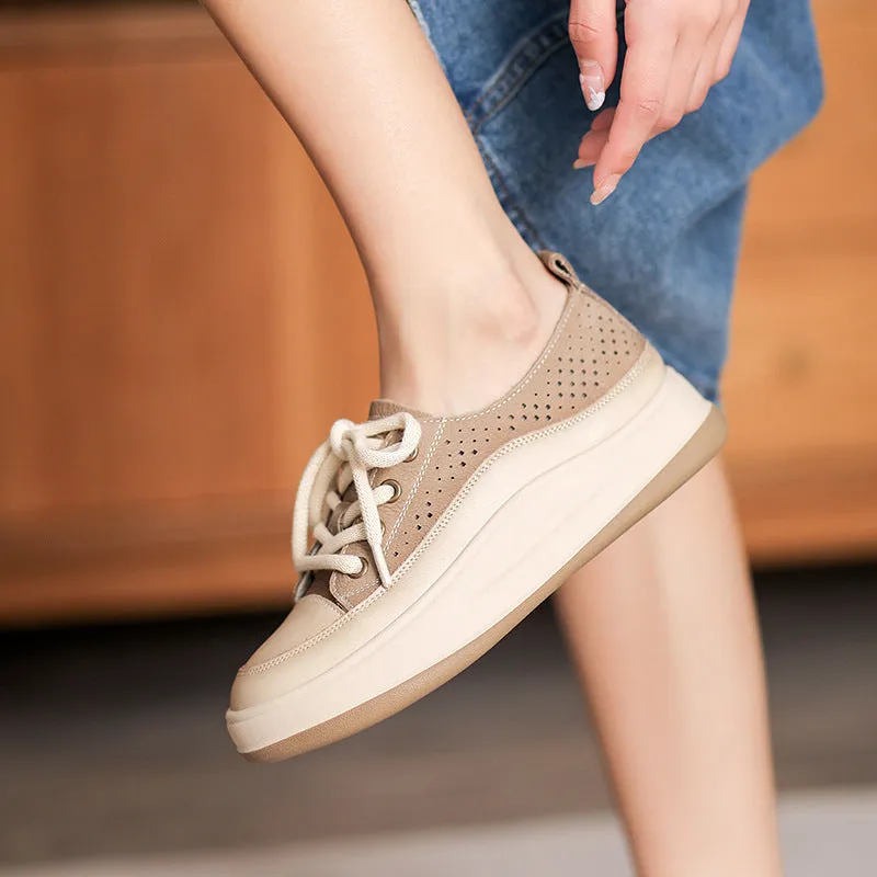 Women Breathable Soft Hollow Leather Casual Shoes