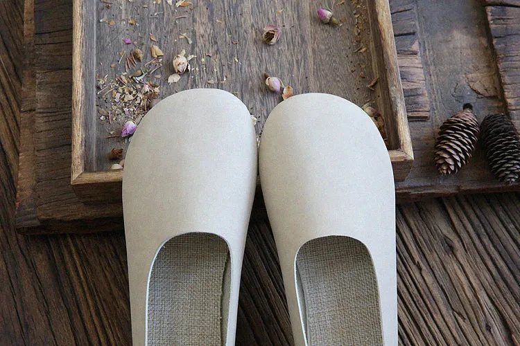 Women Retro Solid Soft Flat Casual Shoes